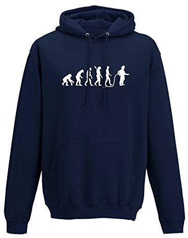 Jimmys Textilfactory Hoodie Evolution Feuerwehr 112 Firefighter löschen THW 10 Farben Herren XS - 5XL Rettungsdienst Brandbekämpfung Löschzug Schlauchwagen, Größe: L, Farbe: Navy - Logo Weiss
