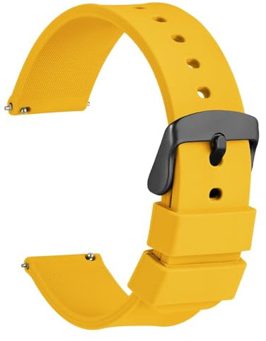 WOCCI 20mm Bracelet de Montre Silicone pour Femme et Homme avec Boucle Noire (Jaune)