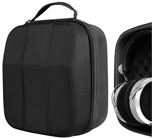 Geekria Shield Case for Large-Sized Over-Ear Headphones, Replacement Hard Shell Travel Carrying Bag with Cable Storage, Compatible with Grado PS1000e, HiFiMAN HE6se Headsets (Black)