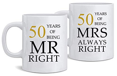 Kwieema 50 aniversario de boda para parejas, 50 aniversario dorado para padres, 50 aniversario de boda, tazas de café para abuelos, parejas, tazas de 50 años para padres
