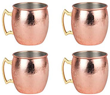 Hoshen 4PCS Rose Gold Glossy Cocktail Mini Copper Hammer Shot Glass, 2OZ, Stainless Steel Copper Cup