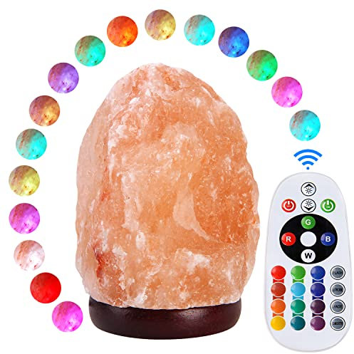 pursalt Lampe de sel de l'Himalaya avec télécommande, 16 changements de couleur améliorés et 4 modes de lumière LED USB, lampe de sel en cristal naturel, mini lampe de sel pour la décoration de la