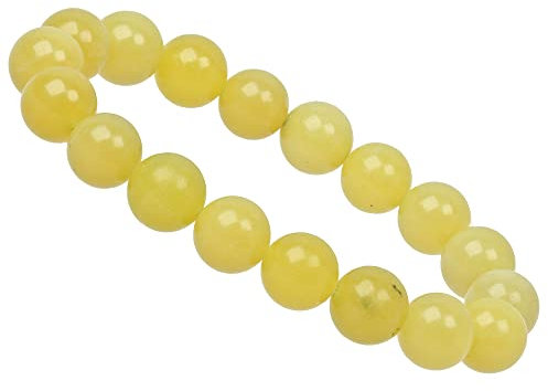 ELEDORO Stretch Armband aus echten Edelsteinen-Perlen 10mm: für Energie und Harmonie (Lemon Jade)