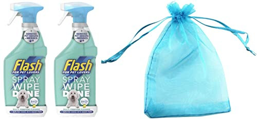 Flash for Pet Lovers, Wipe Done, Multi-Pawpose Antibacterial Cleaner Spray,Pack of 2,2x800ml,Removes Pet Odour & Messes, with a Touch of Febreze Citrus Fresh + Our Gift for You: Organza Bag 9x7x0.1cm