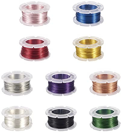 Pandahall Kupferdraht, 26 Gauge, 10 Rollen, beschichtet, anlaufgeschützt, Kupferdraht zum Verpacken von Perlen, Schmuckherstellung, 10 Farben