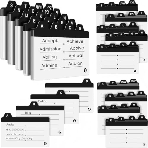 Karteikarten-Set, Visitenkartenführer, 5,6 x 8,9 cm, alphabetische Registerkarten, Notizen für Büroakten und Rezepte, 20 Stück, A-Z, 3 Sets