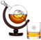 polar-effekt Whisky Totenkopf Karaffe 850 ml Set mit Gravur - Motiv: Kompass - personalisiertes Whiskyglas 320 ml - Holzfuß - Scotch, Bourbon - Papa, Opa, Männer - Drink, longdrink, Skull, Decanter