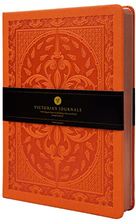 Victoria`s Journals Vintage notebook, Classic A5 journal, Leather Hard Cover, Hardback notebook, Quality design Diary (Orange)