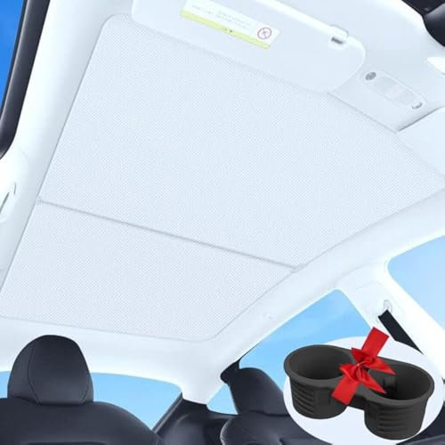 Tesla Model Y Roof Sunshade 2020-2024, Top Windows UV Rays Protection Foldable Heat Blocking Shades,Heat Insulation, Easy Installation, 15℃ Lower, Car Accessories