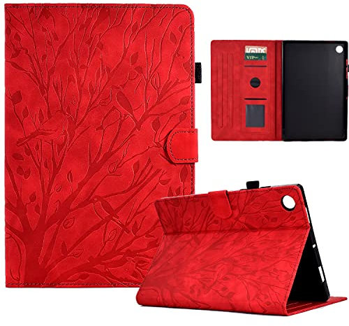 Coque pour Lenovo Tab M10 Plus 10.3 Pouces, Housse TB-X606F/TB-X606X en 2020 Étui à Rabat et Portefeuille Case avec Fonction Support et Poche Cartes pour Lenovo Smart Tab M10 Plus FHD - Rouge