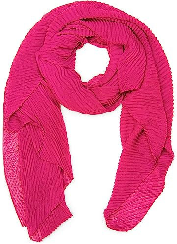 styleBREAKER Écharpe Femme Unie avec surface légèrement crêpée, tissu léger, plissé, plis plissés 01016107, couleur:Rose