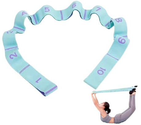 GIMIRO Exercise Band, 3 Resistance Levels, 8/10/11 Loops, Polyester, Blue - 10 Loops, Full Body Workout for Training, Gymnastics, Yoga, Pilates, Dance, Fitness, Rehab