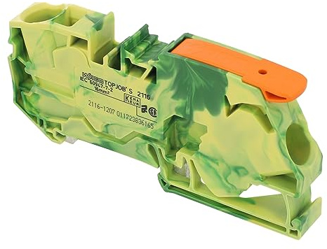 2116-1207 | WAGO 2-CONDUCTOR GROUND TERMINAL BLOCK WITH LEVER AND PUSH-IN CAGE CLAMP? 16 MM?, GREEN-YELLOW