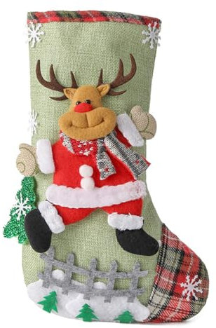 Whakano Weihnachtsstrumpf Weihnachtssocken Nikolausstiefel zum Befüllen Groß Weihnachtsstrumpfe,Weihnachtsgeschenktasche Nikolausstrumpf Hängende Strümpfe für auf Kamin Weihnachtsdeko,Reh20x30cm