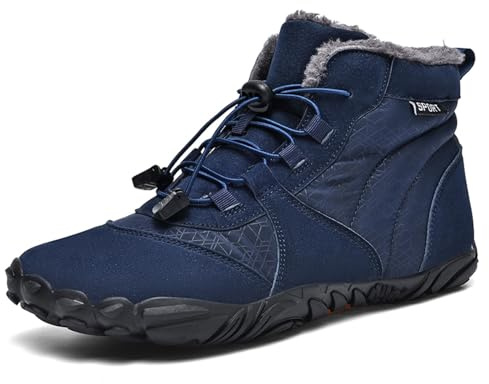 AONEGOLD Barfußschuhe Winter Herren Damen Wasserdicht Traillaufschuhe Warm Gefüttert Winterschuhe Unisex Outdoor rutschfeste Winterstiefel