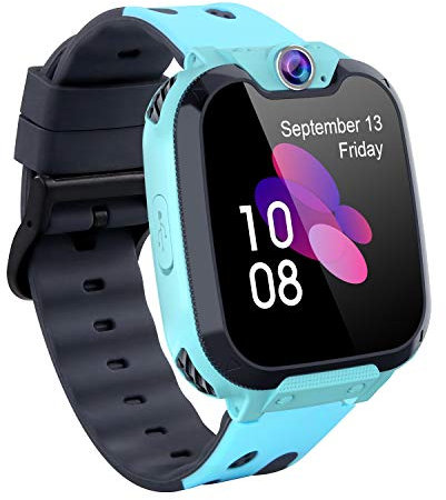 PTHTECHUS Kinder-Smartwatch Telefon – Smartwatch Kinderuhr Telefonanruf SOS Schrittzähler Videorekorder MP3 Musik 7 Spiele Wecker, Geschenke für Mädchen 4-10 Jahre, Blau