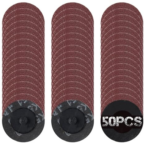 SPEEDWOX 50 Stück 5,1 cm, 60er-Körnung, Schnellwechselscheiben, Aluminiumoxid-Beschichtung, Schleifzubehör, Aluminiumoxid-Schleifpapier, Rollverschluss, Schleifscheiben,