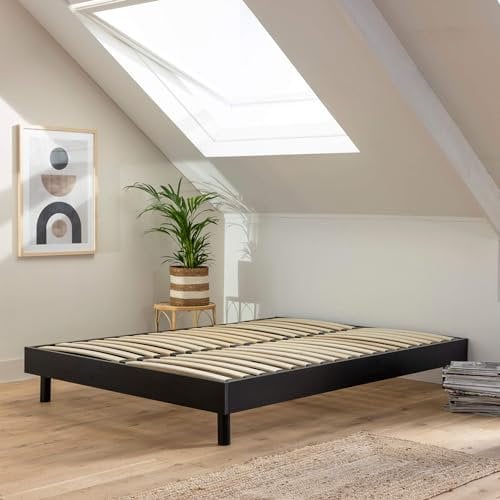 Terre de Nuit Sommier kit en Bois Massif Noir 140x190