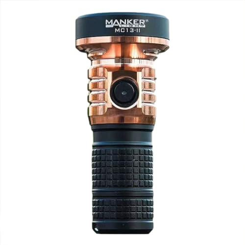 Manker MC13 II (versión de cobre rojo) linterna de bolsillo extensible, LUMINUS SBT90.2 LED, 4000 lúmenes, distancia de haz de 600 m, con filtro suave, EDC