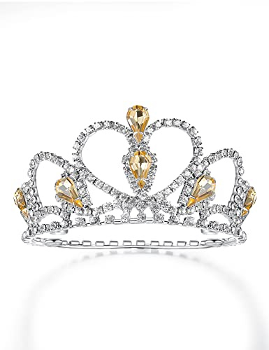 Lovelyshop Haustierserie Gelber Edelstein Strass Hund/Katze Tiara Krone für Kostüm Haarschmuck -kleine Größe