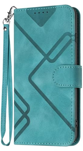 TIANCI for iPhone SE 2024 Case, Wallet Case for iPhone SE 2024 Line Pattern PU Leather Cover, Stand Flip Cover for iPhone SE 2024 Phone Case Light Blue