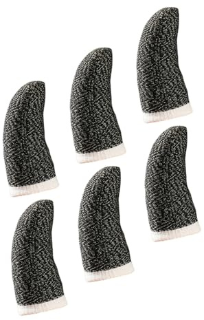 LABRIMP Fingerschutzhüllen für Handyspiele 6 Stück Schwarz aus Silberfaser | Leitfähige Faser, Atmungsaktiv und Elastisch, Klein und Leicht, Fehlbedienungen