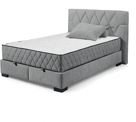 Stella Trading NAGOL B Boxbett 140x200, Anthrazit - Bequemes Bett mit Bettkasten und Premium 9-Zonen-Federkern Wendematratze - 165 x 114 x 214 cm (B/H/T)