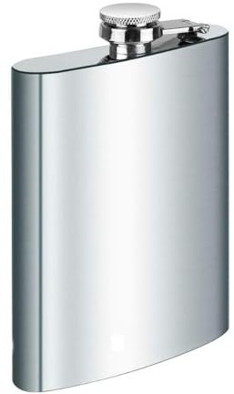 Stainless Steel Hip Flask, Portable Hip Flask for Hiking, Climbing, Fishing, Camping (Silver)