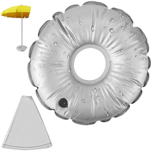 Hebterrka 1 sacchetto d'acqua per bandiere a molla, base pieghevole, borsa rotonda per asta a molla (17,7 in – grigio)