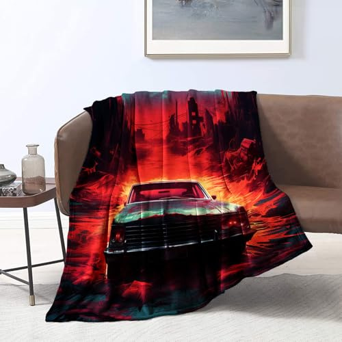 KGUHVFTK Flanelldecke, Decke mit Supernatural-Auto-Aufdruck, weiche Decke für Sofas und Couchen, Doppelbett, Trendige Bettwäsche, dekorative Decke für das Wohnzimmer. Größe: 130 x 150 cm.