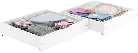 Erst-Holz® Weißer zweiteiliger Bettkasten aus Buche als Staukasten für unsere Betten - Buche weiß 90.10-BS37W