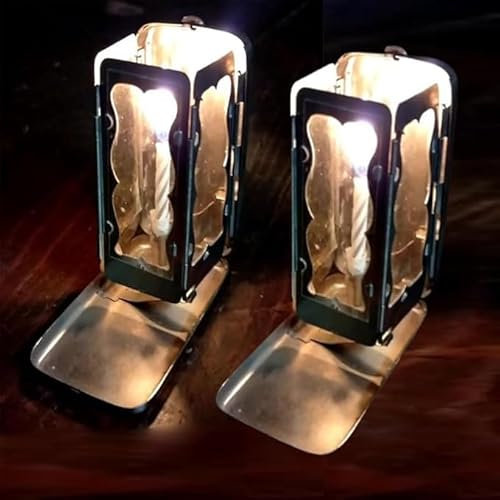 Farol de bolsillo plegable 1900, linterna de vela de bolsillo, linterna de vela plegable, lámpara de vela, farol portátil decorativo para camping, senderismo, viajes (2 piezas)