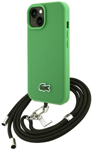 CG MOBILE Lacoste Iconic Petit Pique Crossbody Coque pour iPhone 15 compatible avec MagSafe (vert)