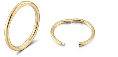 18ct Gold on Silver 925 hinged sleeper hoop earrings Twist Sleeper Hoop Earrings Small Hinged Thin Handmade 6mm 8mm 10mm 12mm For Women Men Girls (8mm)