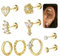 9Pcs Helix Piercings Silber 925 Gold Chirurgenstahl Ohrringe Piercing Set aus Kristall-Details & Blumen-Designs, Flatback Ohrstecker für Damen, Tragus/Conch/Lobe Piercing Ohr Schmuck