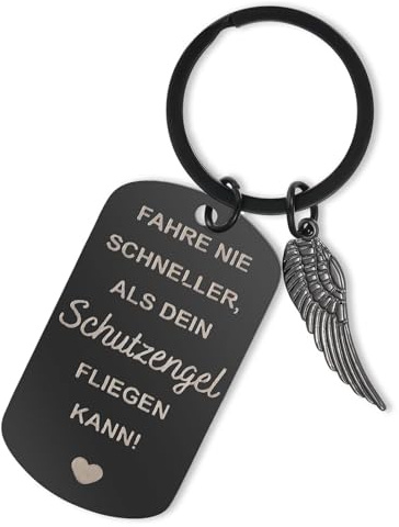 Yphzmtz Schlüsselanhänger Auto Schutzengel mit Gravur, Glücksbringer für Autofahrer & Motorradfahrer, Ideal als Geschenk für Führerschein Bestanden, Geburtstag, Abschieds- & Motivationsgeschenke