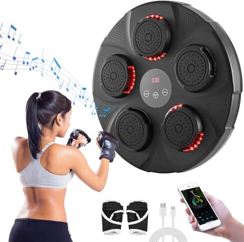 MINENICE Music Wall Boxing, intelligente Musikboxmaschine, elektronische Boxmaschine mit Bluetooth-Konnektivität, 2 Paar Boxhandschuhe, Verwendung im Innenbereich, für Kinder/Erwachsene
