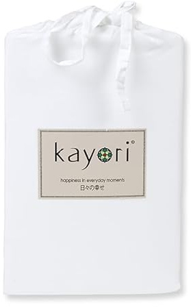 Kayori Kai Spannbettlaken 100% Baumwolle Weiss 180x200 cm, Matratzenhöhe bis 35cm, Bügelfrei Pflegeleicht