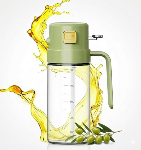 Val Elixir Esencias Pulverizador Aceite Spray 2 en 1, 500ml Aceitera Spray Vidrio Borosilicato – Dispensador Aceite Antigoteo para Freidora de Aire, Cocina, Barbacoa, Ensaladas