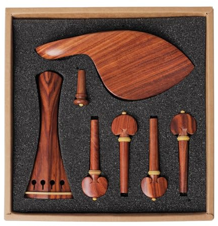 ADOCARN 4/4 Violine Ersatzteile Satz aus Jujube Holz mit Kinnhalter Saitenhalter Wirbeln und Endpin Violin Zubehör für Mittelgroße Geige