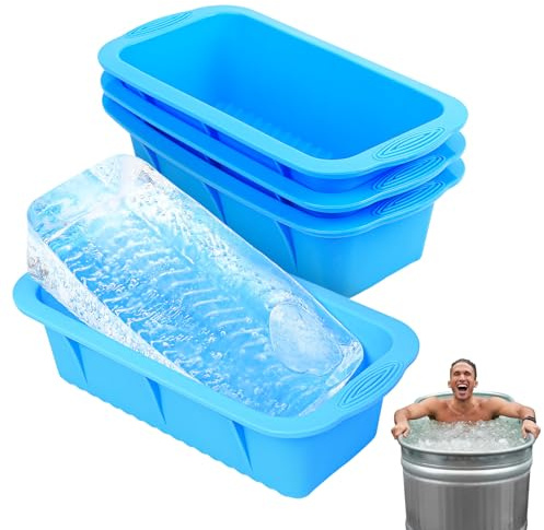 4 Pcs Cubiteras de Silicona Reutilizables para Hielo Grande Rectangular | Moldes para congelador y baños de hielo, flexibles, fáciles de desmoldar, prácticos para enfriar bebidas