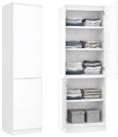 Home Collective Kleiderschrank, Garderobenschrank, Mehrzweckschrank 2-türig mit 5 Einlegeböden | Vielseitiger Schrank für Schlafzimmer, Flur oder Büro | 50x40x180 cm (BxTxH) | Weiß