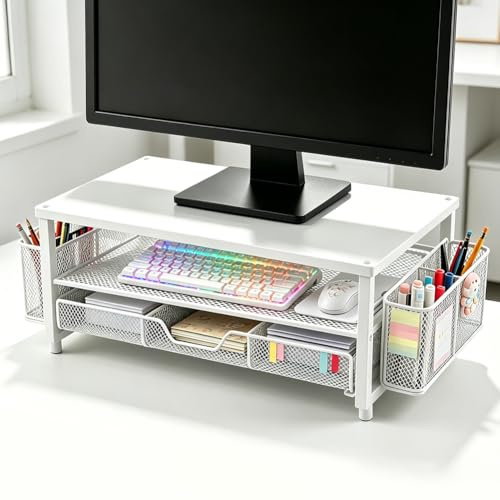 Piashow Monitorständer mit Schublade, Ergonomische Monitorerhöhung