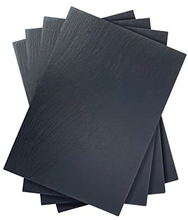 Lebrun Couverts - Lot de 4 Assiettes Ardoise Rectangulaire - Parfait pour vos Planches Apéro ou vos Plateaux de Fromage et Charcuterie - Service Qualité Restauration-Plateau Apéritif et Tapas 20x15cm