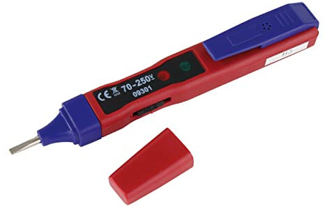 REV Stromprüfer, Spannungsprüfer 3 in 1, 70-250V, LED Anzeige, rot-blau