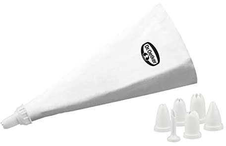 Dr. Oetker Spritzbeutel 32,5cm, Beutel inkl. 6 Tüllen für vielfältige Kreationen, Backzubehör zum Dekorieren und Verzieren, Küchenhelfer aus Kunststoff, (Farbe: weiß), Menge: 1 Stück