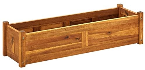 vidaXL Arriate Rectangular de Madera de Acacia 100x30x25 cm Marrón Macetero