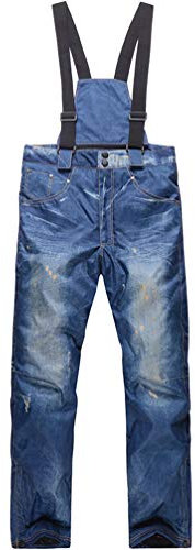 SHUIBIAN Casual Bretelles de Ski en Jean imperméable et Respirant pour Homme