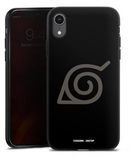 Silikon Hülle kompatibel mit Apple iPhone Xr Case schwarz Handyhülle Konoha Logo Naruto Shippuden