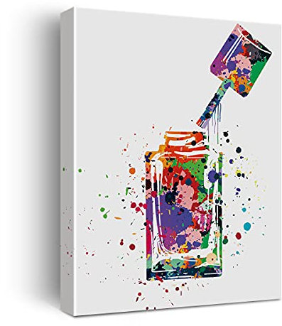 Nail Polish Bottle Watercolor Poster Canvas Wall Art for Home/Nails Studio/Beauty Salon Decor - Nail Varnish Canvas Print Wall Art Painting Ready to Hang Gifts - Easel & Hanging Hook 12x15 Inch